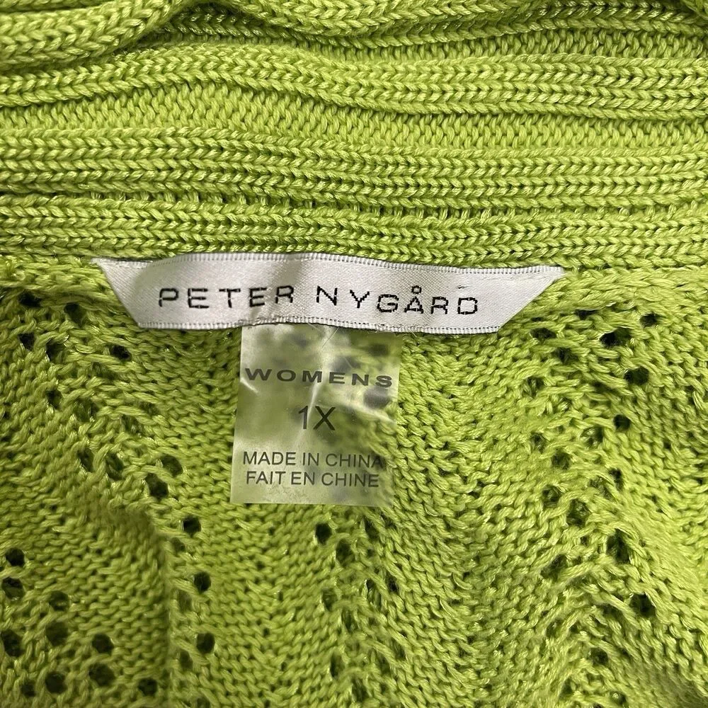 Peter‎ Nygard Open Front Cardigan Sweater Size 1X Green NWT